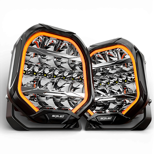 PAR FAROL DE MILHA LINHA ULTRA COM DRL DUAL COLOR 270W + 270W 9"