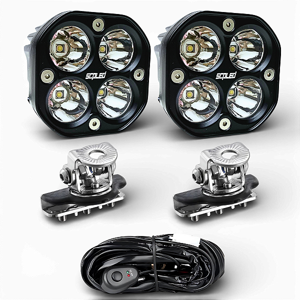 KIT PAR CUBOS SPOT 40W BRANCO + SUPORTE DE CAPÔ + CHICOTE