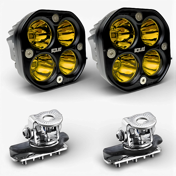 KIT PAR CUBOS SPOT 40W ÂMBAR + PAR SUPORTE DE CAPÔ