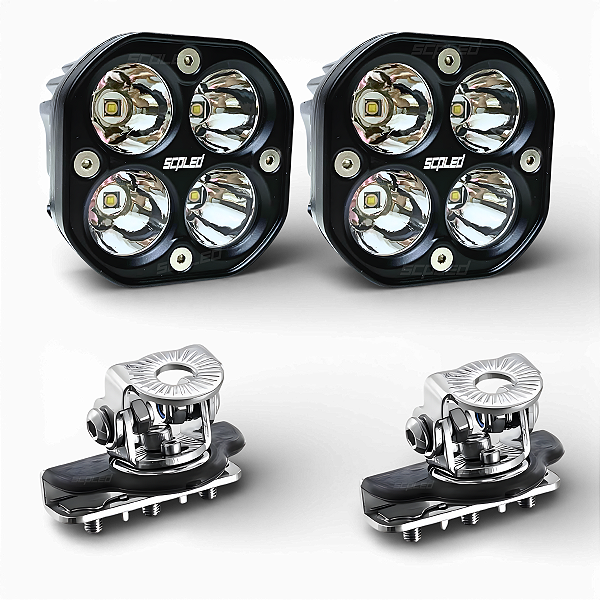 KIT PAR CUBOS SPOT 40W BRANCO + PAR SUPORTE DE CAPÔ