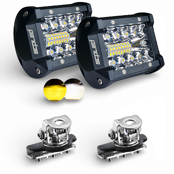 PAR FAROL DE MILHA 60W DUAL COLOR + SUPORTE DE CAPÔ