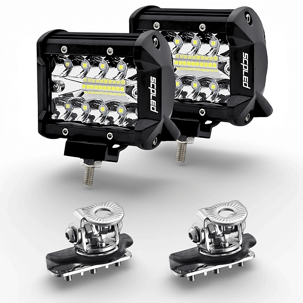 PAR FAROL DE MILHA 60W LEDS BRANCOS + SUPORTE DE CAPÔ