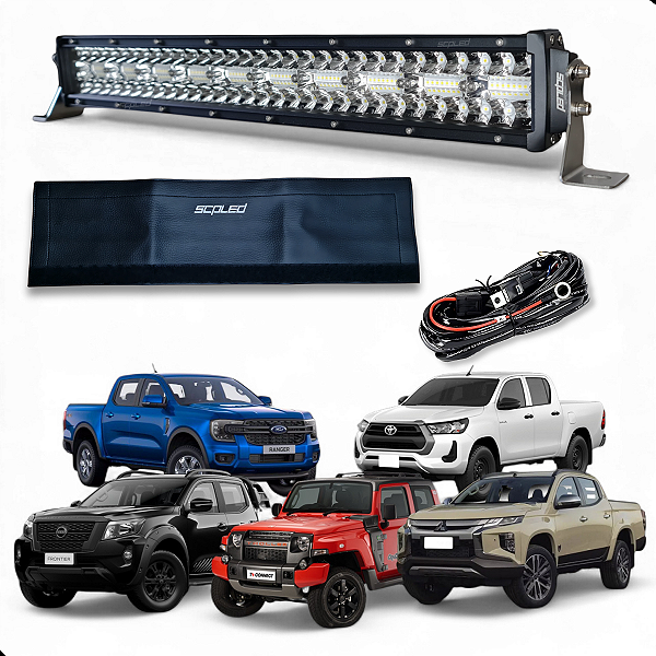 Barra de LED Branca Reta Linha Premium 390w 56cm Com Chicote Completo e Capa