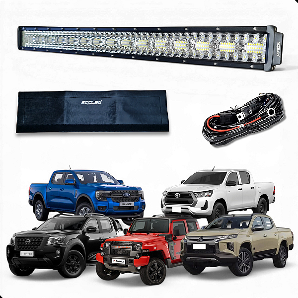 Barra De LED 480w 81cm Reta Com LEDS Brancos Linha Premium + Chicote + Capa