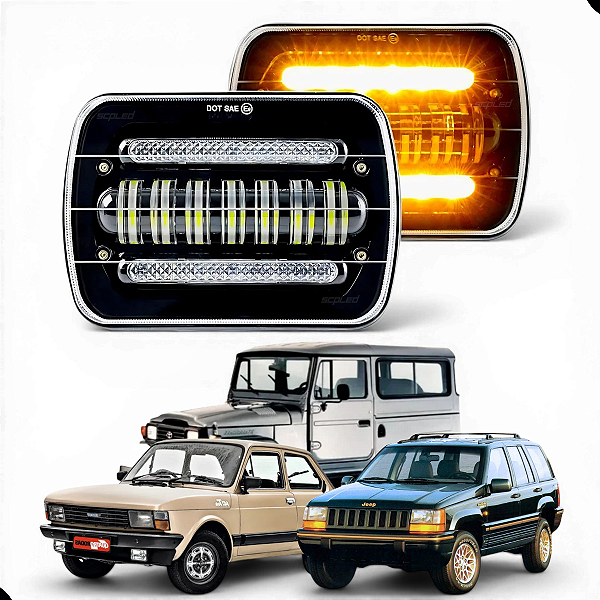 PAR FAROL DE LED 5X7 75W DRL DUAL COLOR BANDEIRANTE CHEROKEE BUGGY SCP-5775