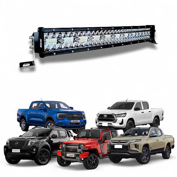 Barra Led Curva 390w 8D Dual Color 56cm Strobo Branco e Âmbar Linha Premium SCP-4390DC