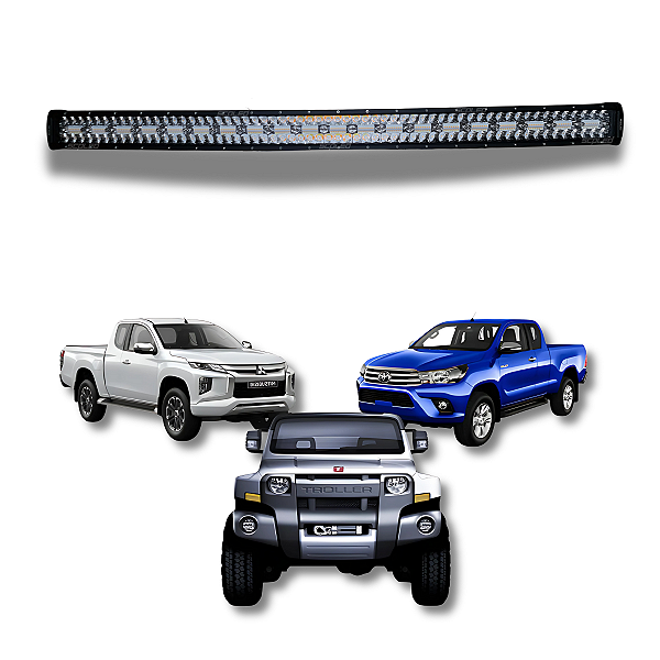 Barra Led Curva 648w 8D Dual Color 107cm Strobo Branco e Âmbar Linha Premium SCP-4648DC