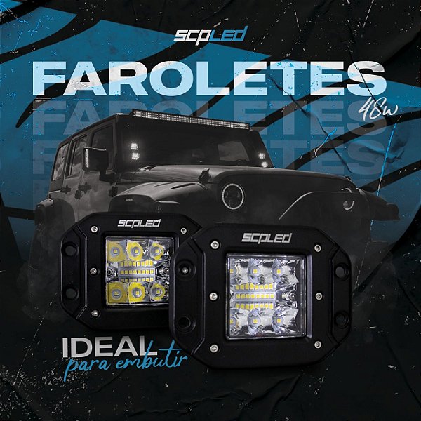 Par Farol Milha Led 48w Cree Embutir 12/24v