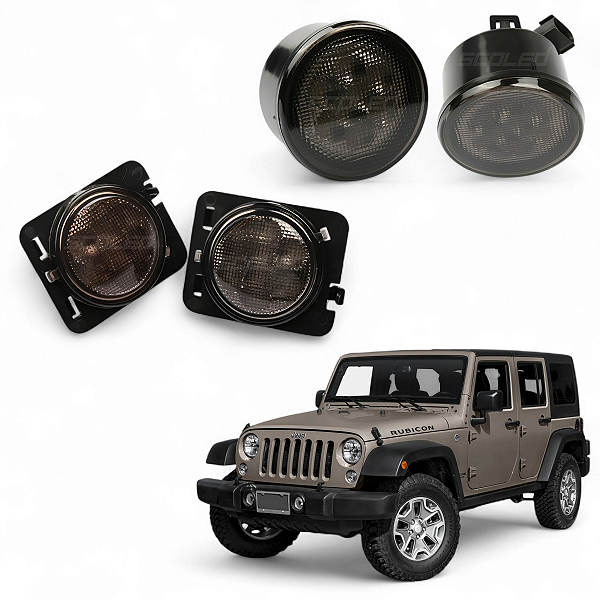 Kit Seta 4 Peças Wrangler Jku / Jk 2007 À 2017 Fume