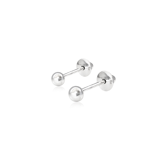 Brinco Bolinha em Prata 925 com Tarraxa Baby - 3 mm