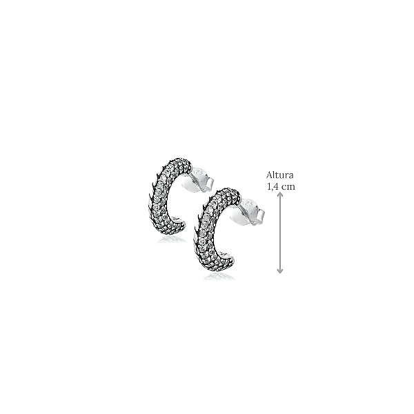 Brinco de Argola Aberta em Prata 925 com Zircônias