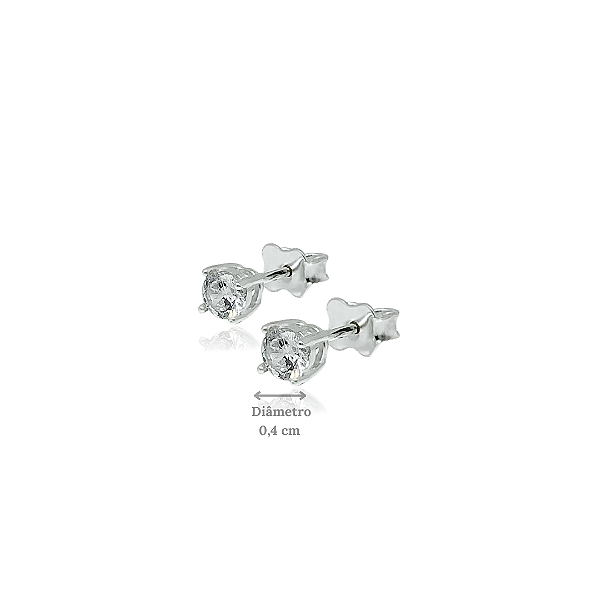Brinco Ponto de Luz em Prata 925 - 4,0 mm