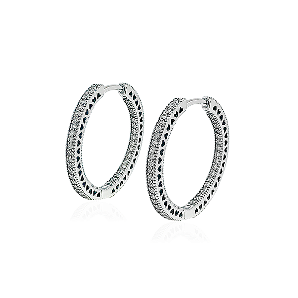 Brinco Argola Média em Prata 925 com Zircônias – 2,5 cm