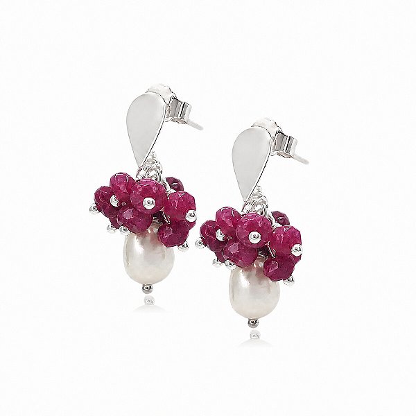 Brinco de Pérolas com Jade em Prata 925
