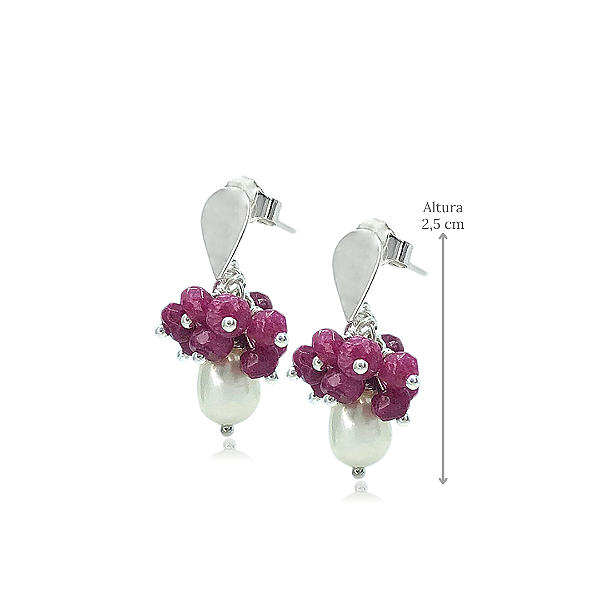 Brinco de Pérolas com Jade em Prata 925
