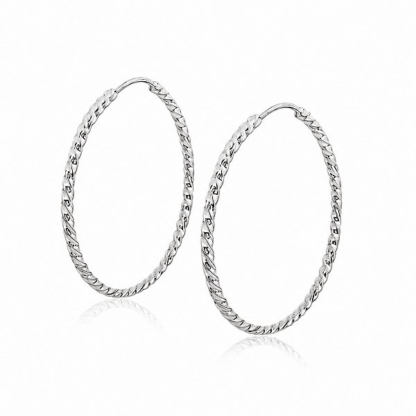 Brinco Argola Fio Torcido Fino em Prata 925 – 3,5 cm