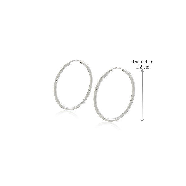 Brinco de Argola Lisa em Prata 925 - Diâmetro 2,2 cm