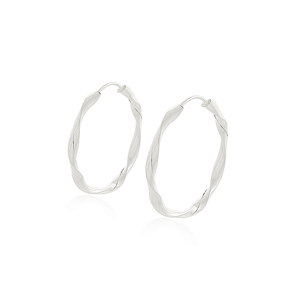 Brinco Argola Torcida em Prata 925 Polida 2,3 cm