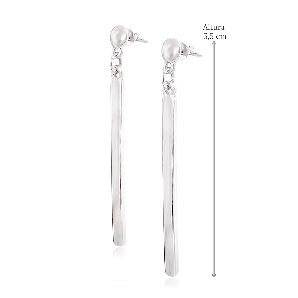 Brinco de Prata 925 Palito Liso Pendente