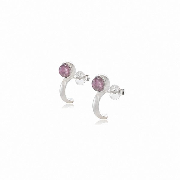 Brinco Ametista Natural Pequeno em Prata 925