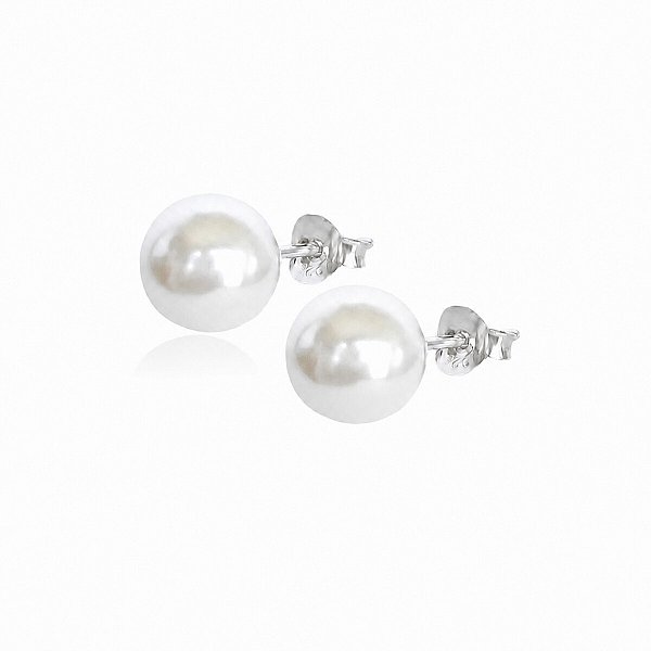 Brinco de Pérola Shell em Prata 925 - Diâmetro 0,8 cm