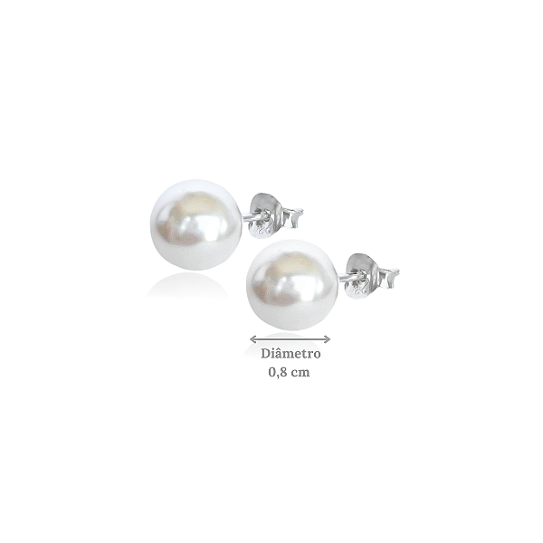 Brinco de Pérola Shell em Prata 925 - Diâmetro 0,8 cm