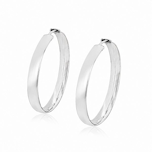 Brinco Argola Larga Lisa em Prata 925 – 4,3 cm