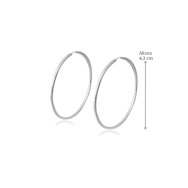 Brinco de Argola Fio Quadrado em Prata 925 - Diâmetro 4,3 cm