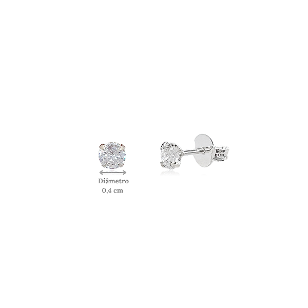 Brinco Ponto de Luz em Prata 925 (sem moldura) - 4,0 mm