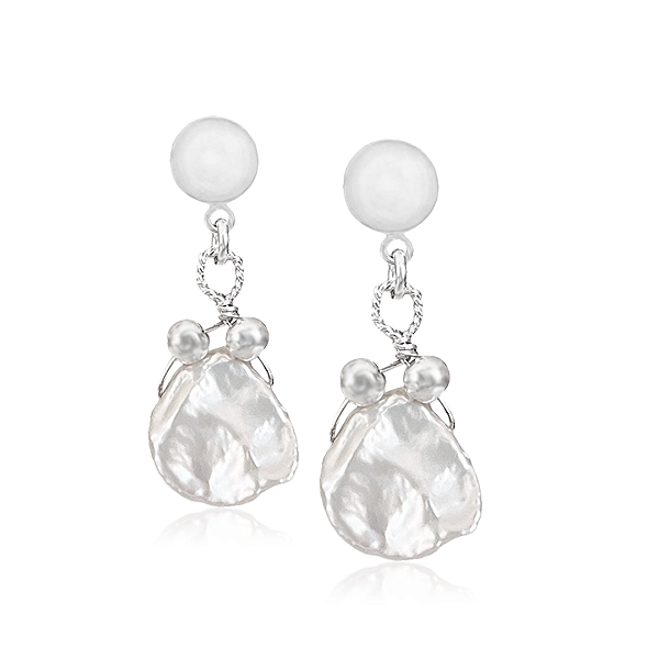 Brinco de Pérola Barroca Pendente em Prata 925