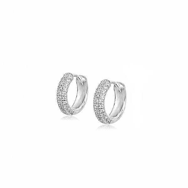 Brinco Argola Click com Zircônias em Prata 925 – 1,0 cm