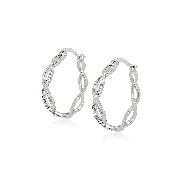 Brinco Argola em Prata 925 com Símbolo Infinito e Zircônias