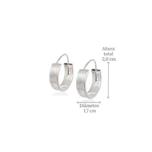 Brinco Argola Lisa Quadrada - 1,7 cm de Diâmetro e 5 mm de Espessura - Prata 925