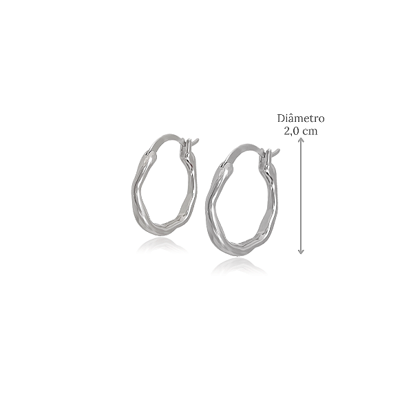 Brinco Argola Prata 925 com Design Orgânico - 2 cm diâmetro