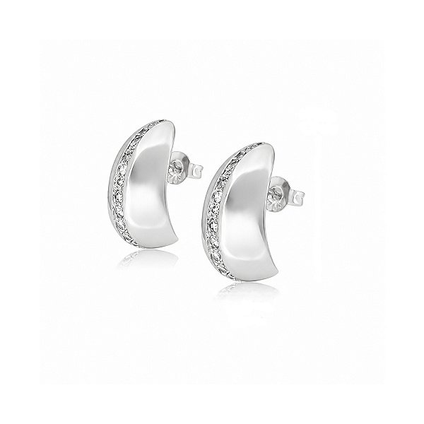 Brinco de Prata 925 Gota Pequena com Zircônias