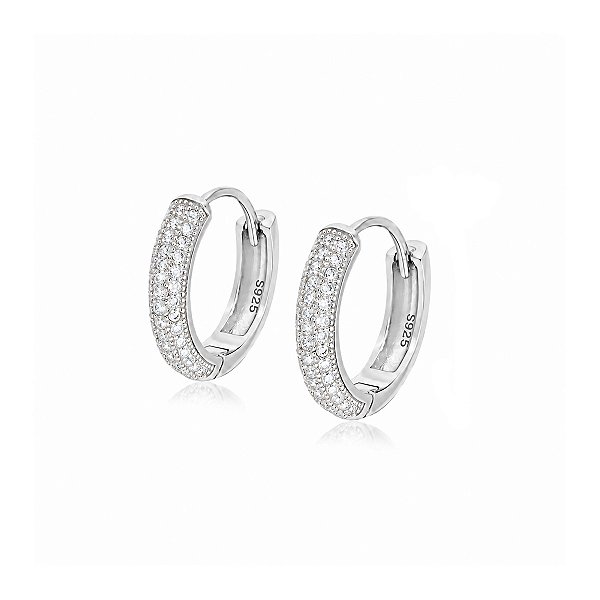 Brinco Argola com Zircônias em Prata 925 – 1,6 cm