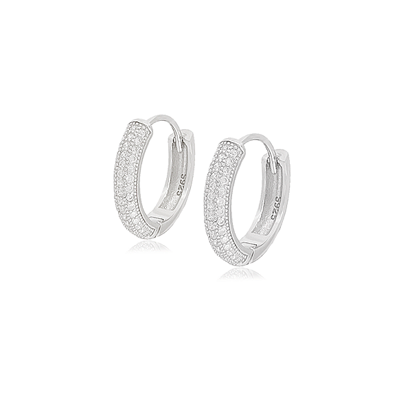 Brinco Argola Pequena em Prata 925 com Zircônias