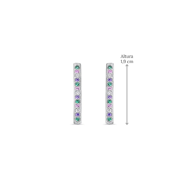 Brincos Ear Cuff com Zircônias Coloridas em Prata 925
