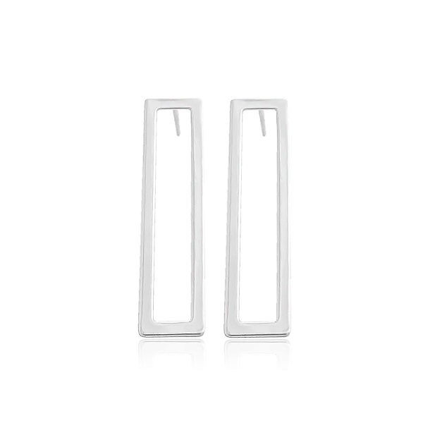 Brinco de Prata 925 Retangular Vazado – Moderno e Leve