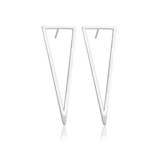 Brinco de Prata 925 Triangular Vazado Invertido – Leveza e Conforto