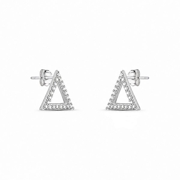 Brinco de Prata 925 Triangular Pequeno com Zircônias