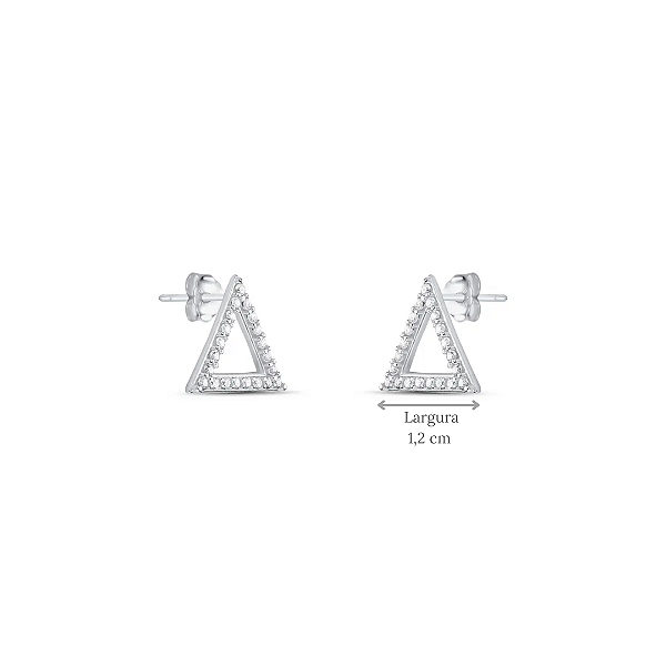 Brinco de Prata 925 Triangular Pequeno com Zircônias