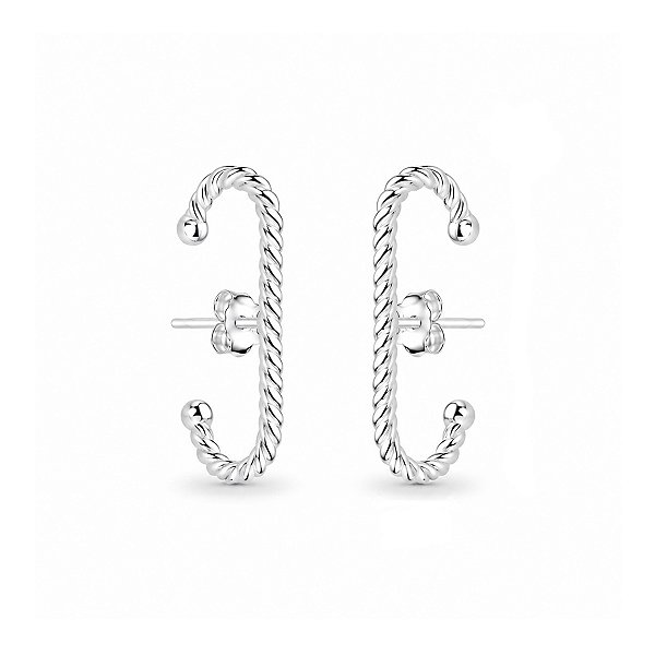 Brinco Ear Hook Torcido em Prata 925