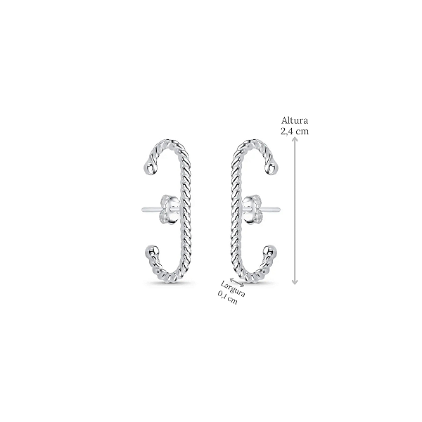 Brinco Ear Hook Torcido em Prata 925