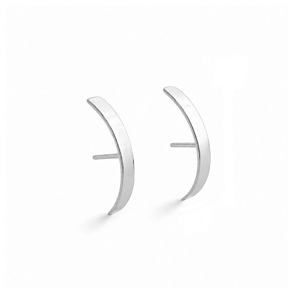 Brinco Ear Hook Liso Curvado em Prata 925