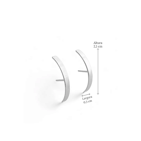 Brinco Ear Hook Liso Curvado em Prata 925