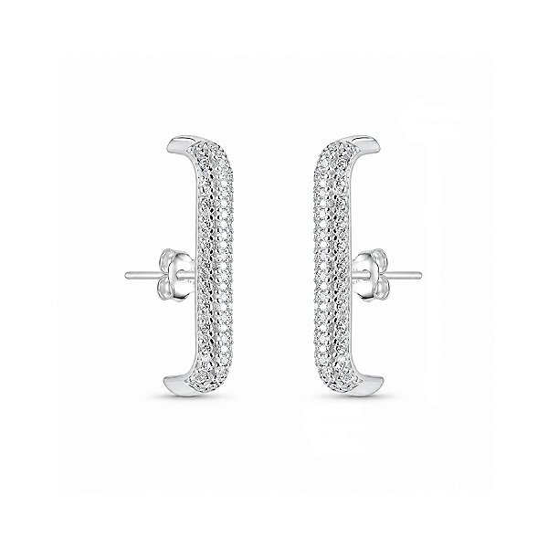 Brinco Ear Hook Zircônias em Prata 925