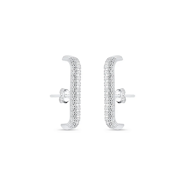 Brinco Ear Hook Zircônias em Prata 925