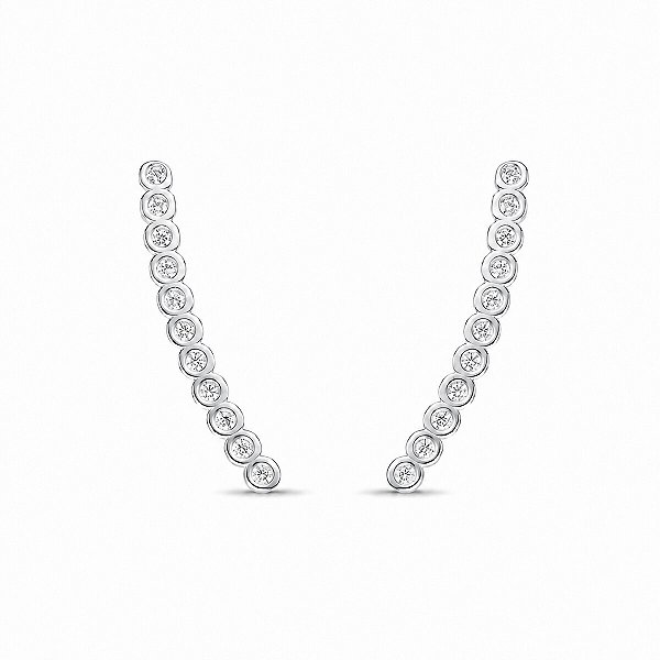 Brinco Ear Cuff Prata 925 com Micro Zircônias