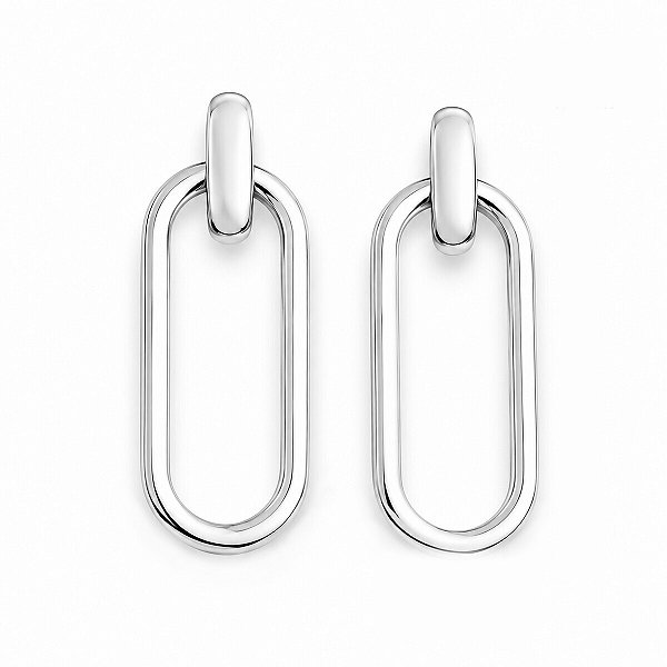 Brinco Pendente Retangular Vazado em Prata 925 – 4,3 cm
